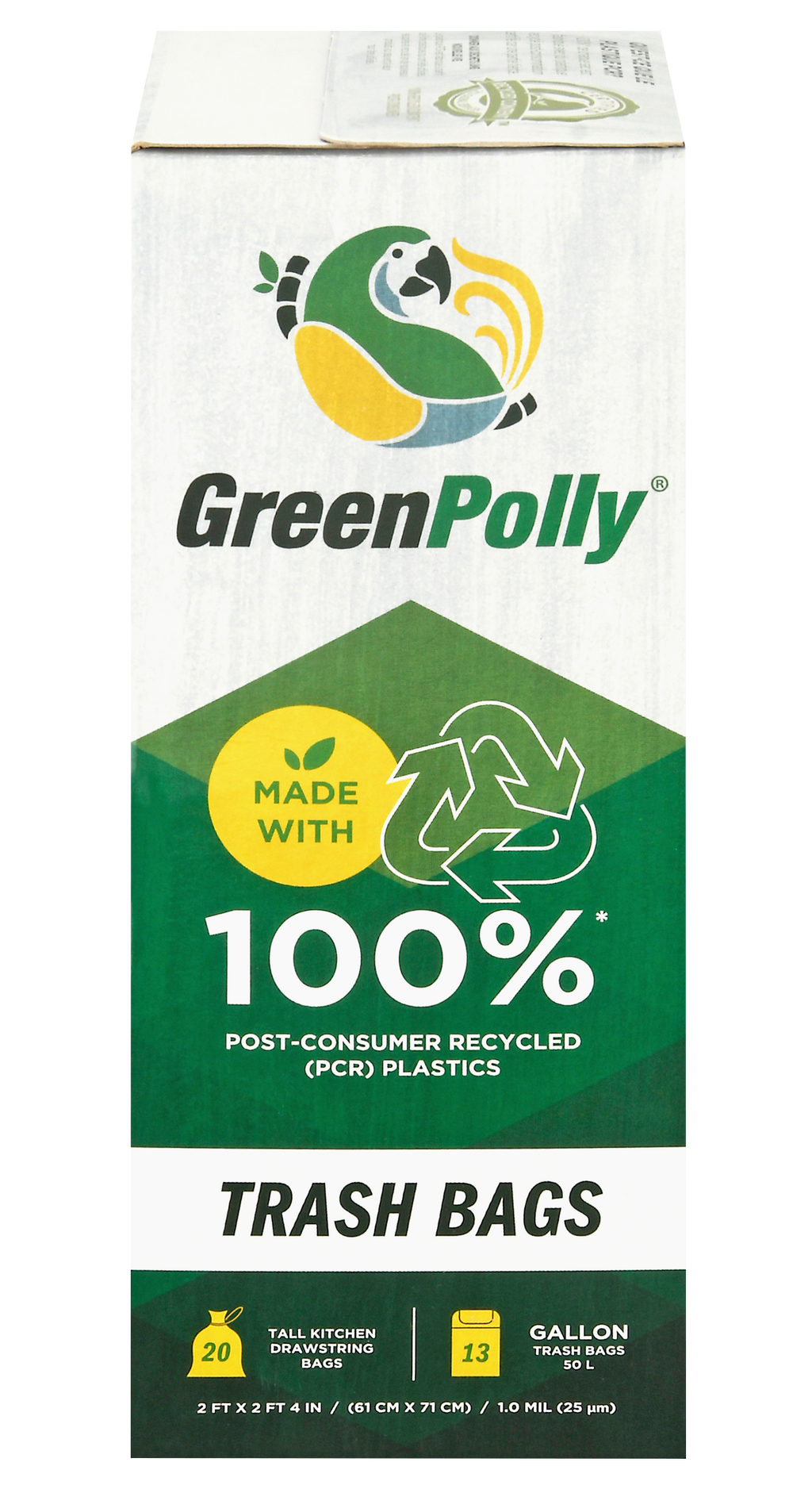 13 Gallon Opaque Gray Blue Tall Kitchen Drawstring Trash Bags, 100% Recycled Plastic