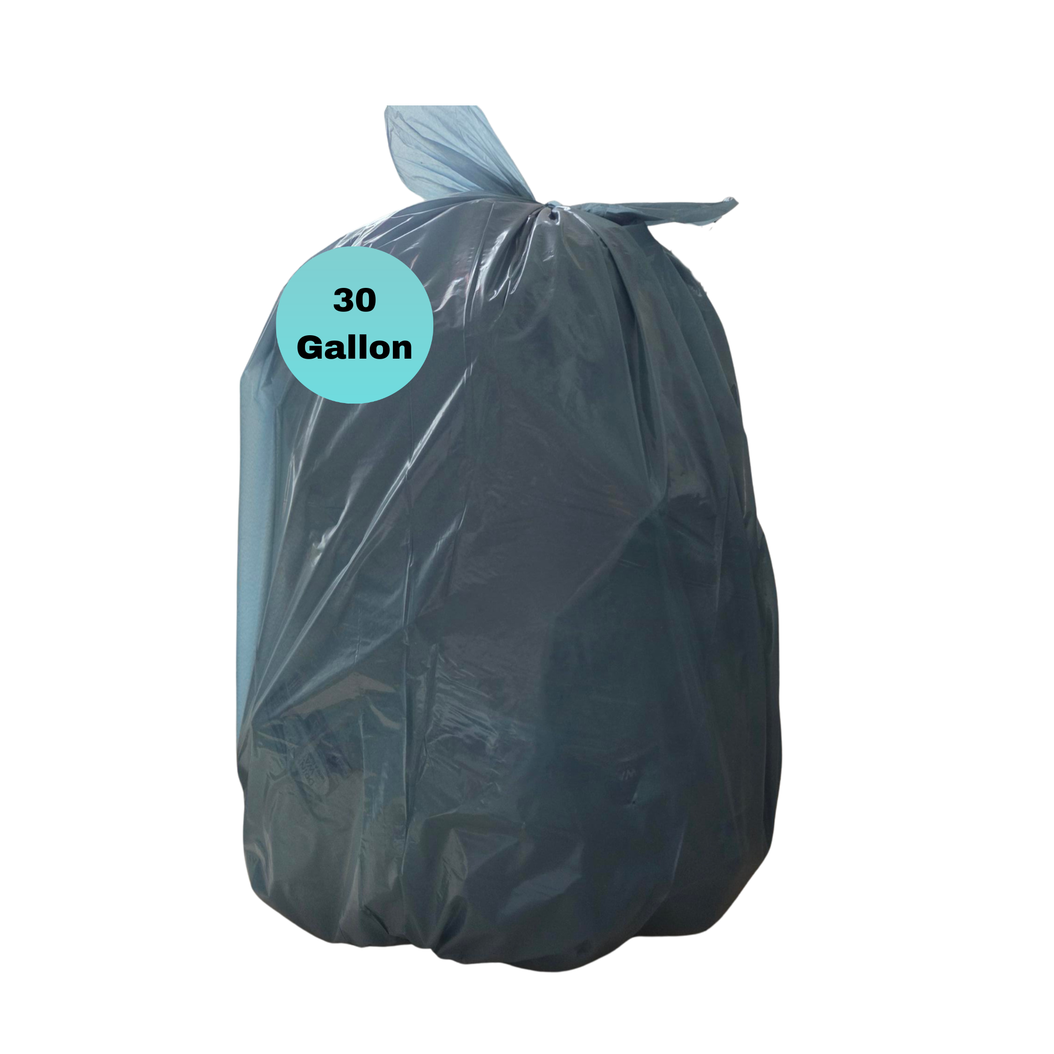 30 Gallon Opaque Gray Blue Wavetop Trash Bags, 100% Recycled Plastic