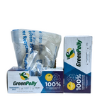 13 Gallon Clear Tall Kitchen Drawstring Trash Bags, 100% Recycled Plastic
