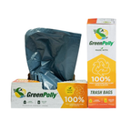 30 Gallon Opaque Gray Blue Wavetop Trash Bags, 100% Recycled Plastic